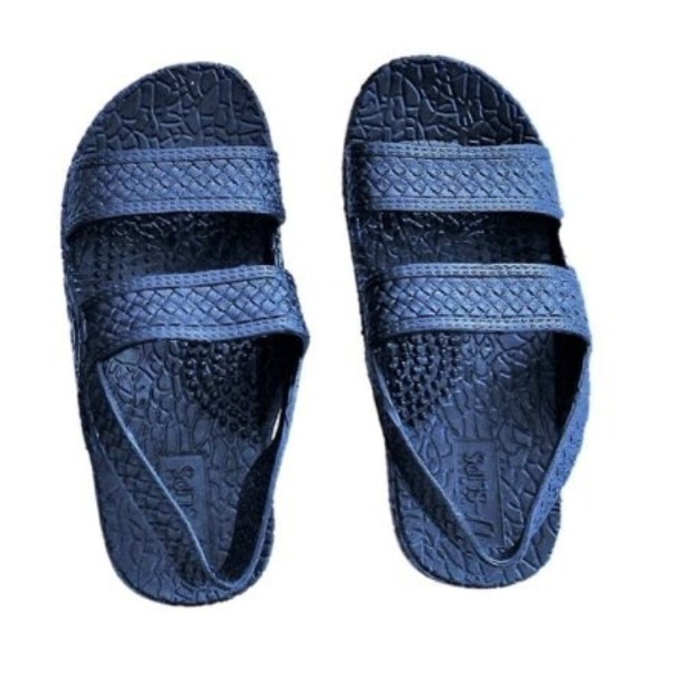 Toddler Back-Strap Classic J-Slips Size 7 Navy Blue Textured Sandals